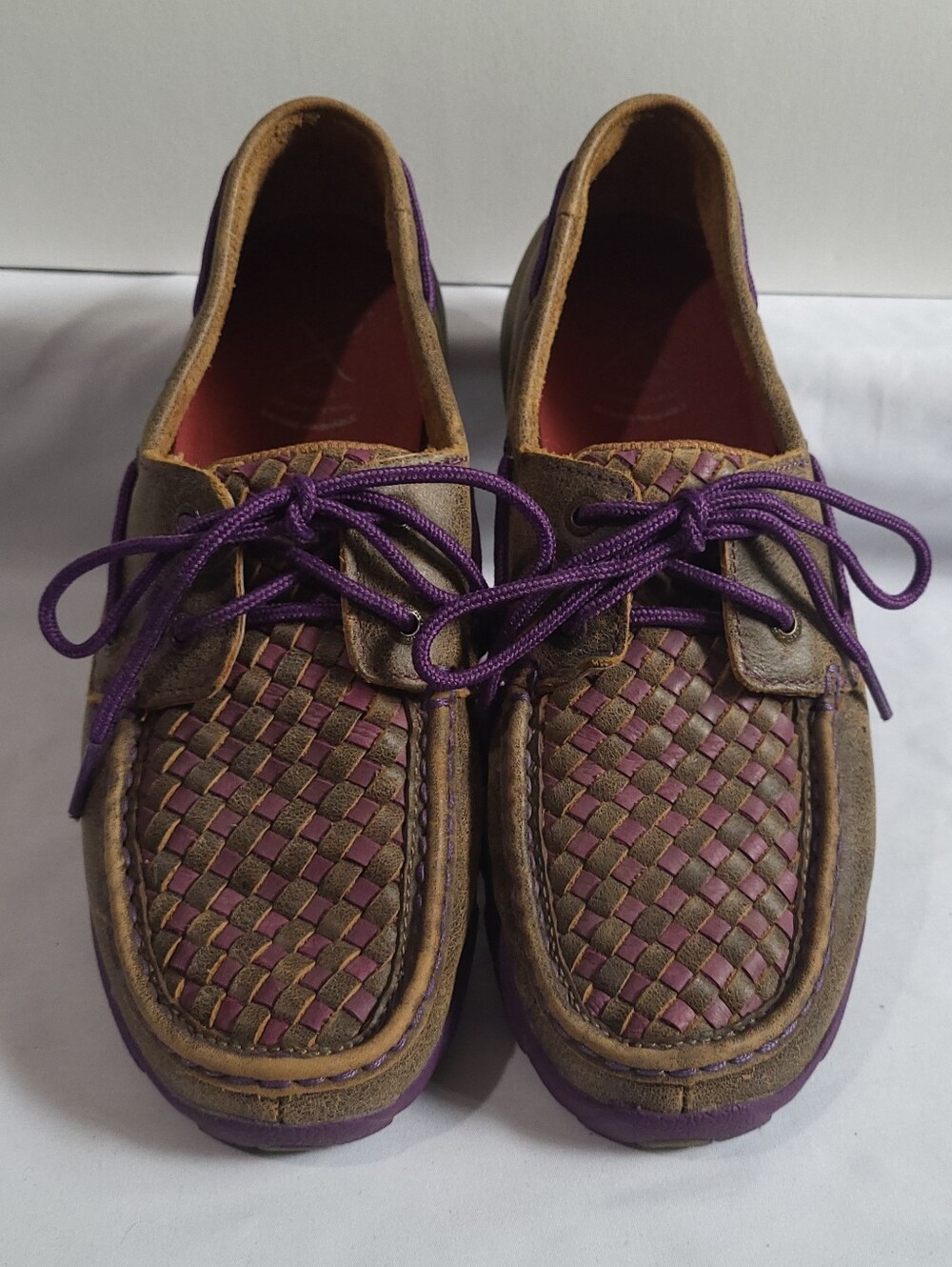 Twisted X Driving Mocs Loafers Brown Purple Size 9.5